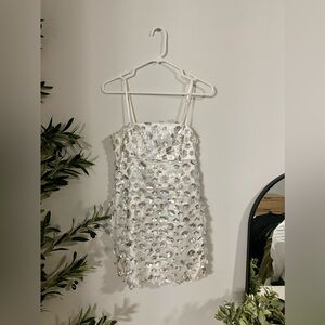Silver Daisy Mini Dress